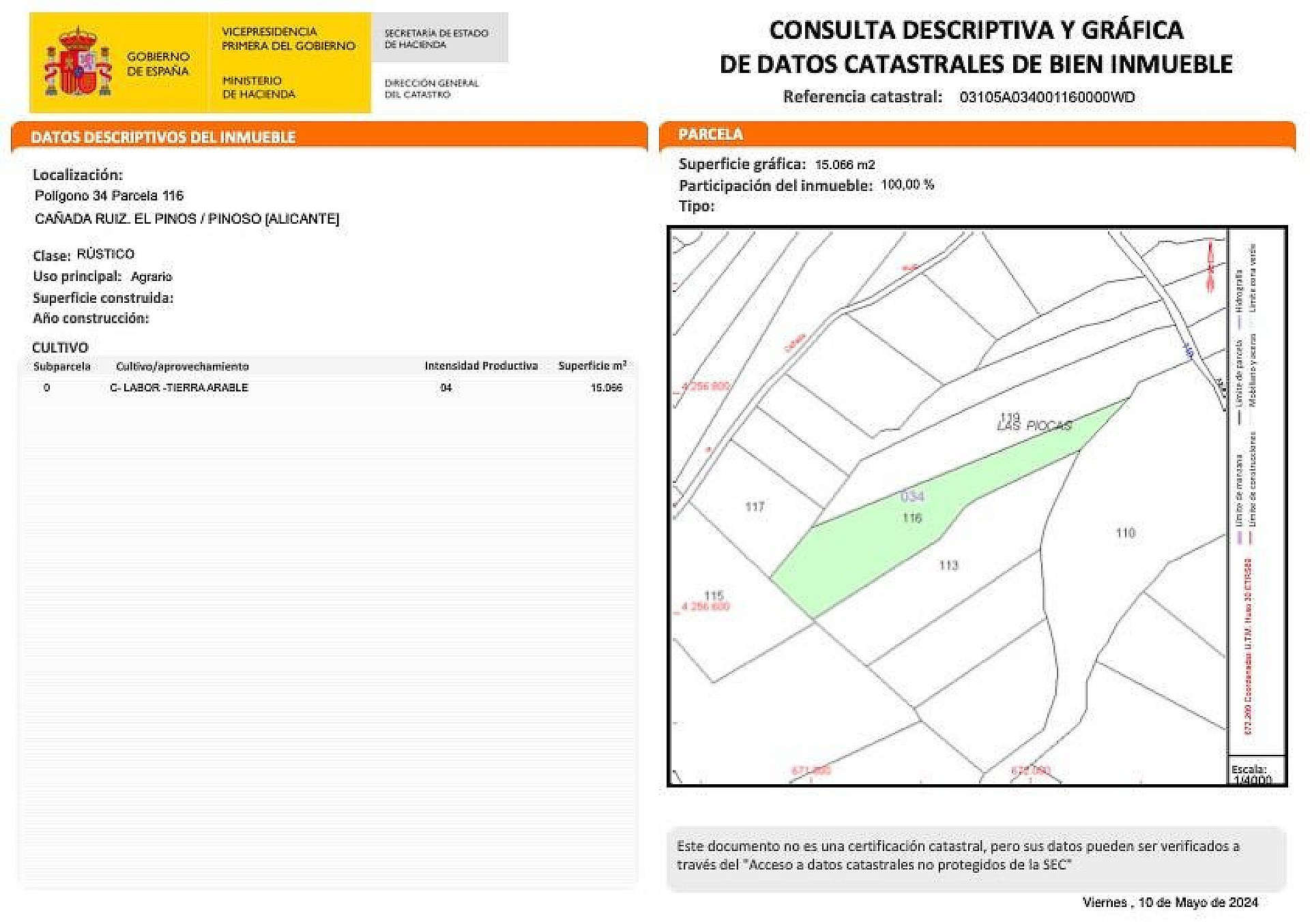 Размер собственного участка для продажи в Alicante 2